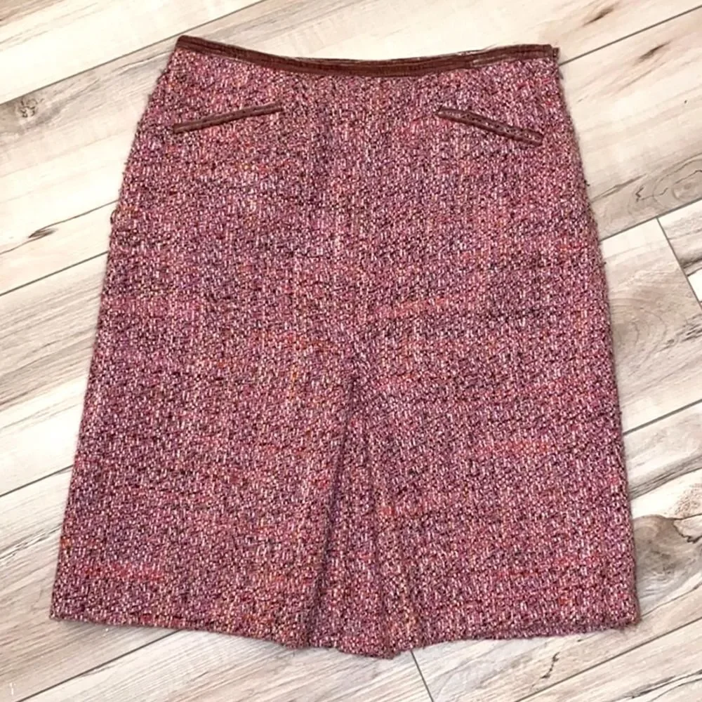Cynthia Steffens Pink Tweed Pencil Skirt 8